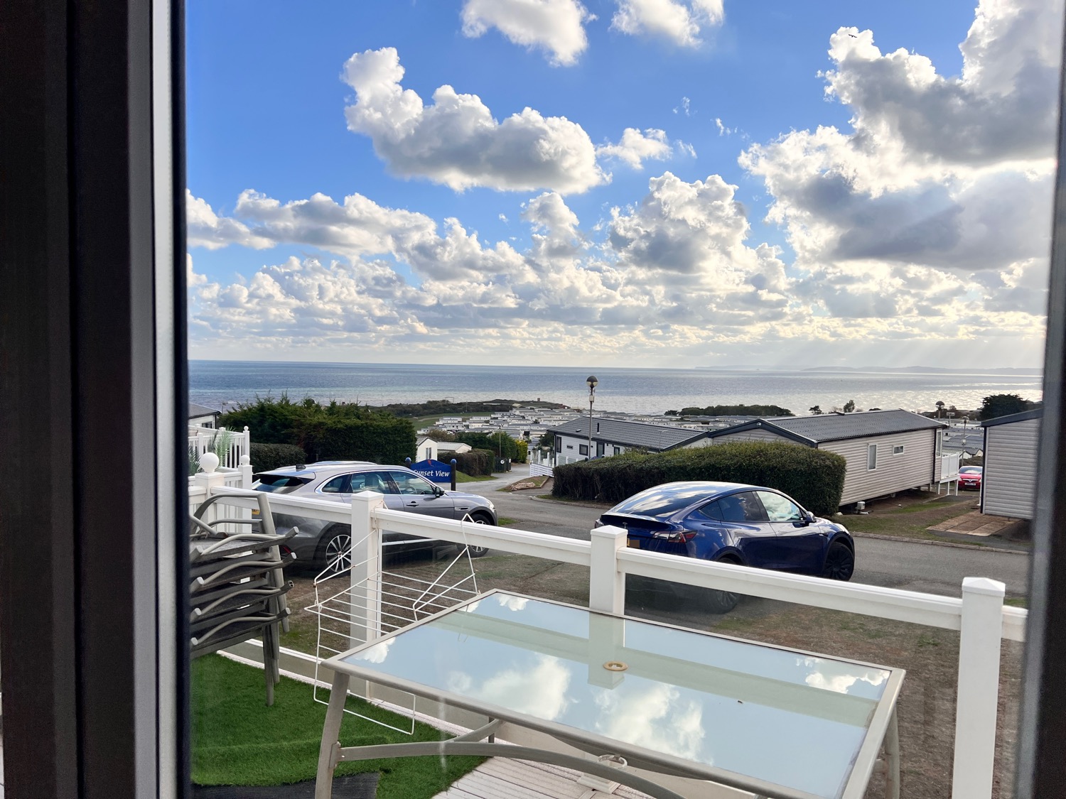 Sea view from the Devon Cliffs caravan looking across the holiday park